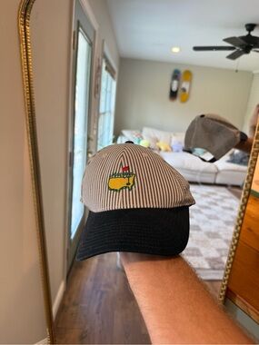 Vintage Masters American Needle Pinstripe Seersucker Leather Strapback Hat